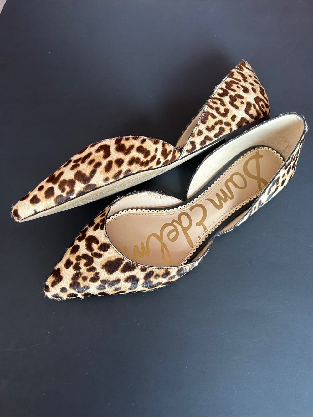 Sam Edelman Leopard Print Pointed Toe Flats Size 10 Calf Hair Rodney D’Orsay - Picture 2 of 12